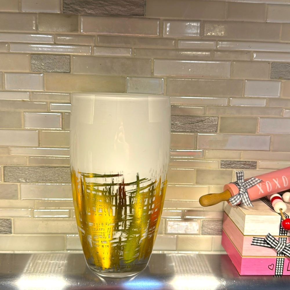 Gold White Brushed Large Vase Wedding Holiday